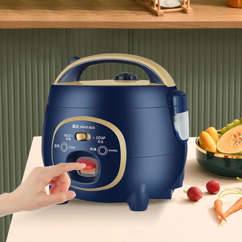2 IN 1 1.8L Small Rice Cooker Multi-function Stew Pot Household Non-stick Inner Pot Electric Cooking Pot with Steamer