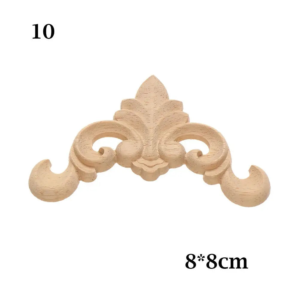 Furniture Parts Unique Natural Floral Wood Carved Corner Appliques Frame wooden Figurines Crafts Woodcarving Decorative