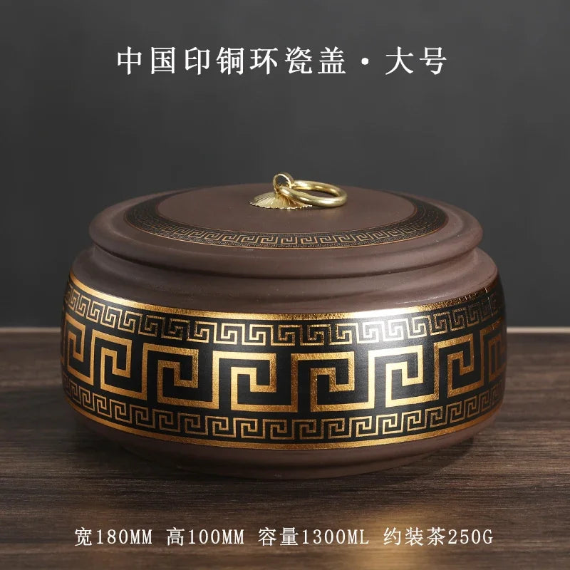 Purple Clay Tea Caddy Ceramic Large Airtight Pot Universal Half Catty Black Green Pu'er Tea Pot Household Storage Tank