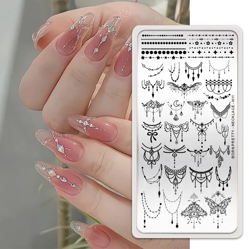 BORN PRETTY Stamping Plates Nail Art Templates Flower Natural Animal French Tips  DIY Nail Design Image Stencil Tool Manicure
