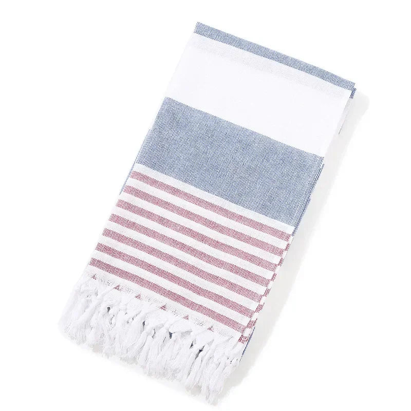 Cotton and Linen Striped Quick-drying Shawl European and American Popular Yarn-dyed Cotton Turkish Beach Towel with Tassels