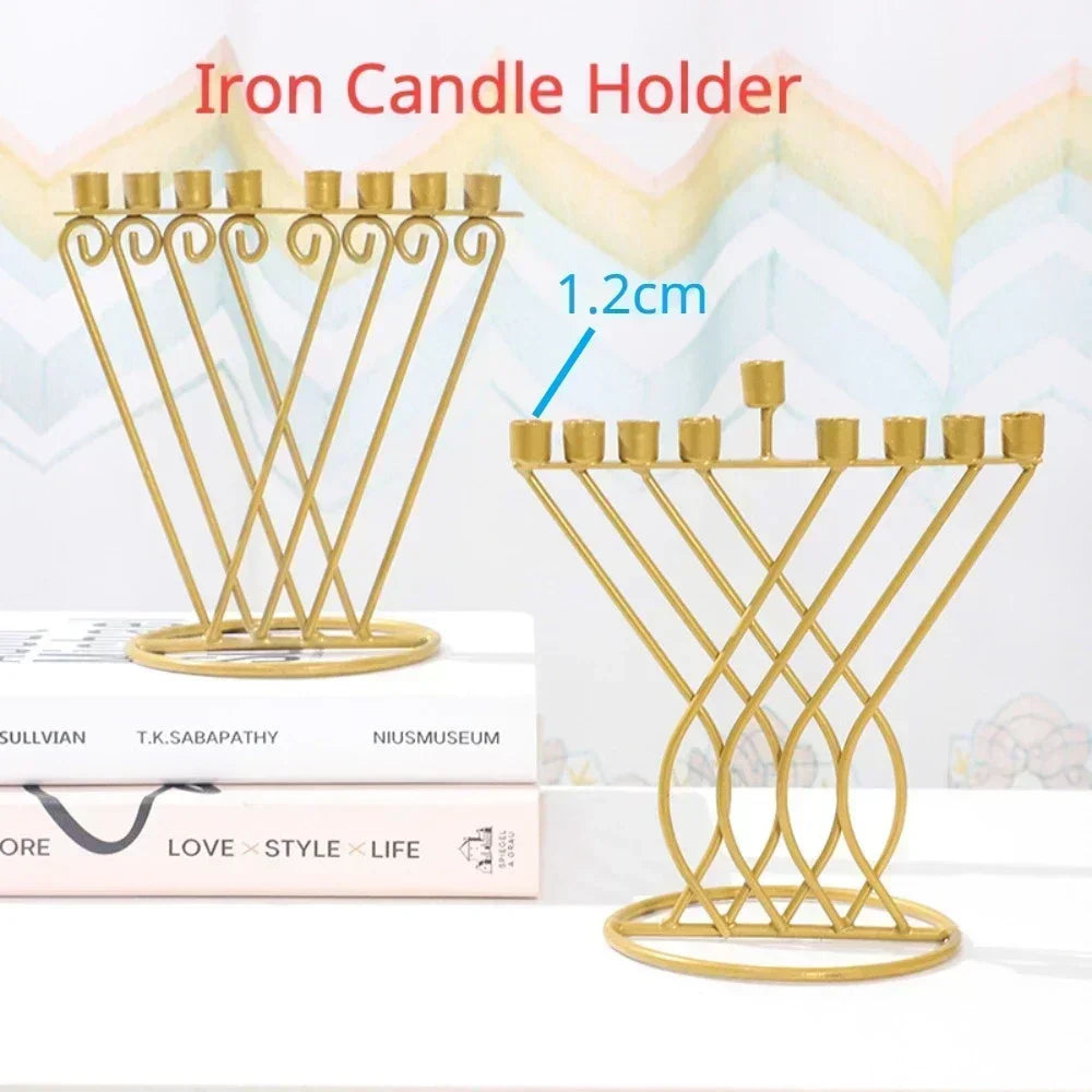 Judaica 9 lamp candle holders,Hanukkah party iron craft decorations, Sabbath gift Chankiah Menorah