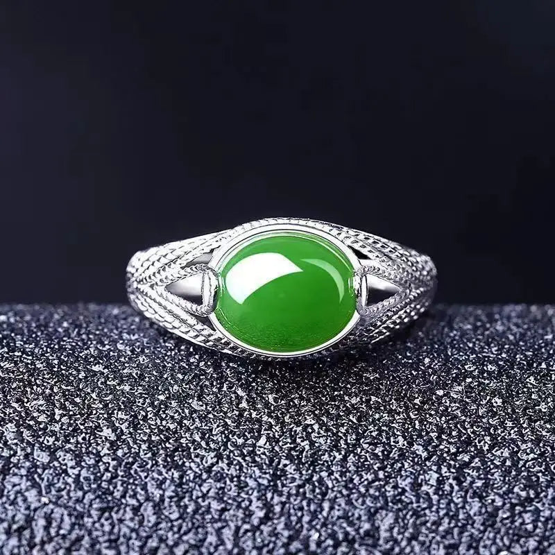 Vintage Natural Jade Rings Green, Red, Blue Luxury Real Jewelry Carved Fashion Accessories Adjustable Opening Rings for Women