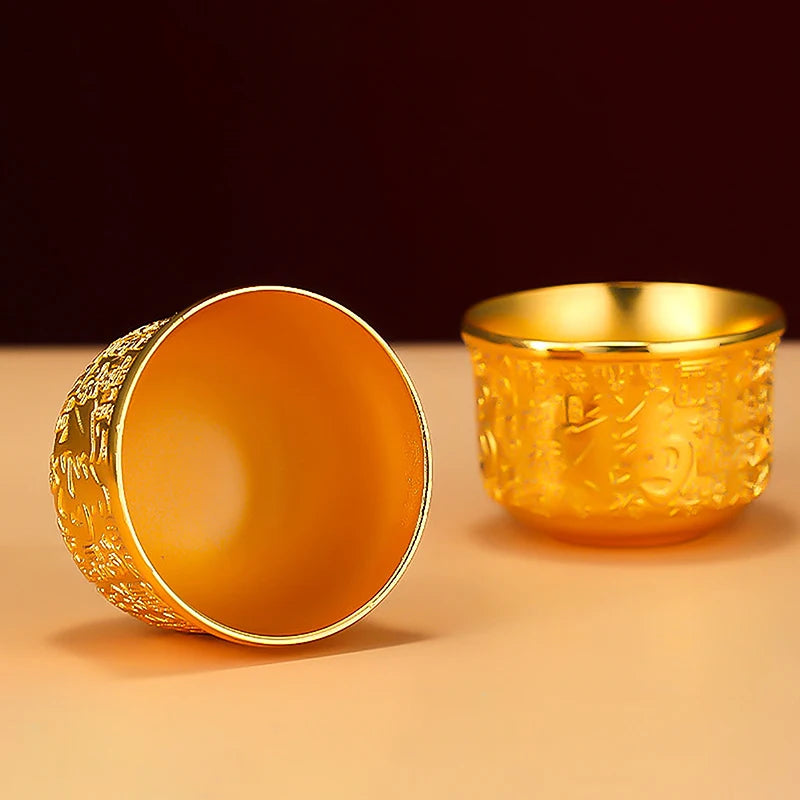 NEW Brass Serving Bowl Cup Chinese Ritual Buddhist Offering Water Bowl Brass Tibetan WorshipTemple Water Tea Container 2024