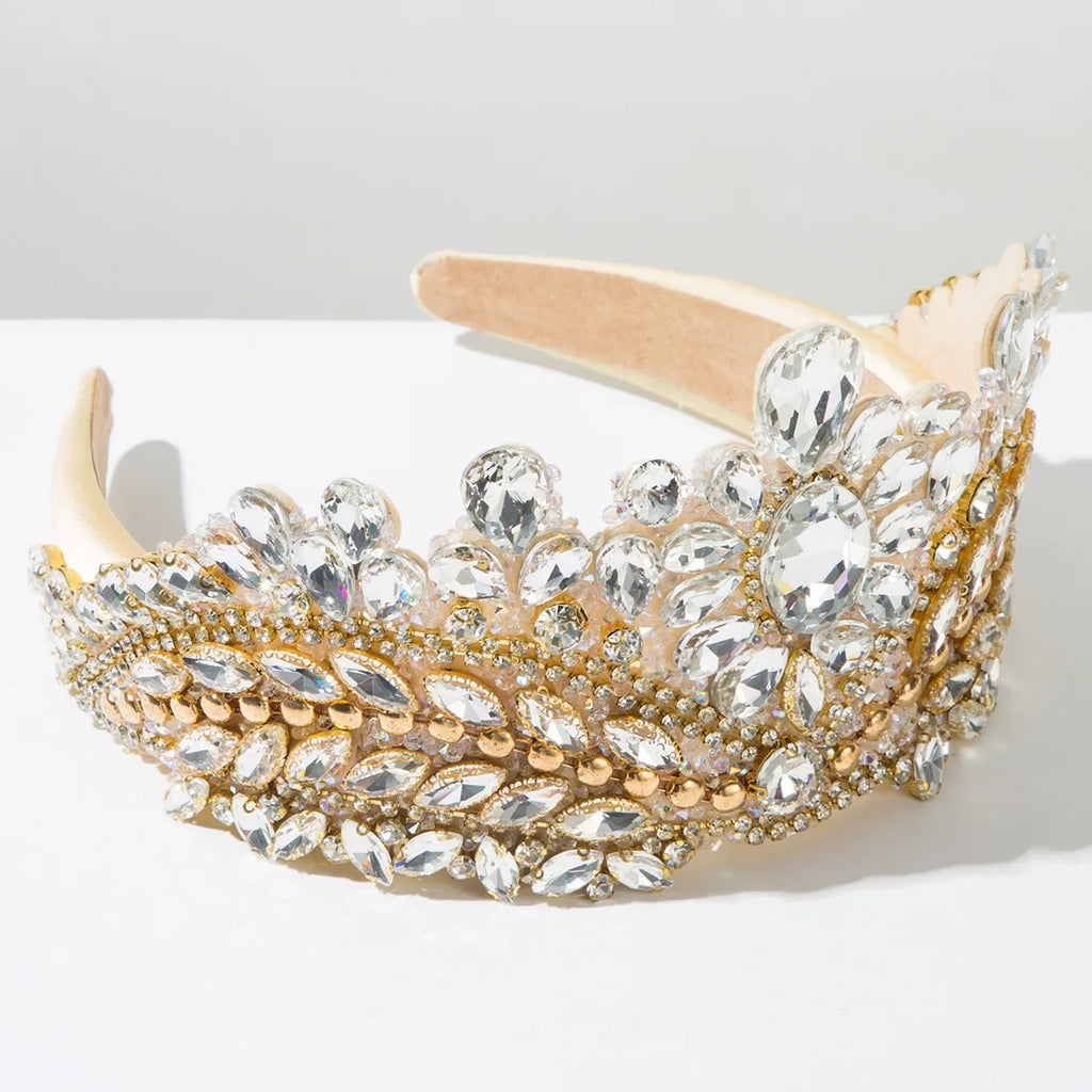 New Baroque Full Diamond Crown Headband Heavy Industry Diamond High-end Shiny Sweet Bridal Wedding Hair Accessories