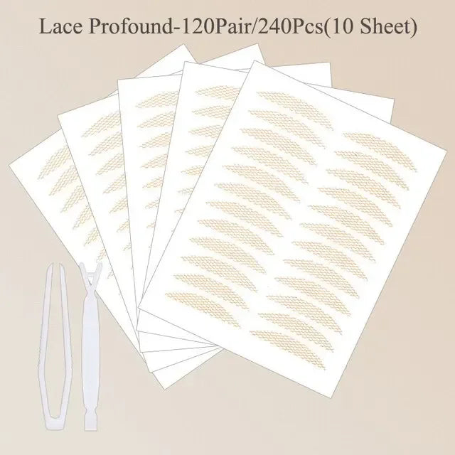 240Pcs/Lot Double Fold Eyelid Tape Sticker Lace Nature Clear Stripe Self-adhesive Natural Eye Makeup Make Up with Tool Wholesale