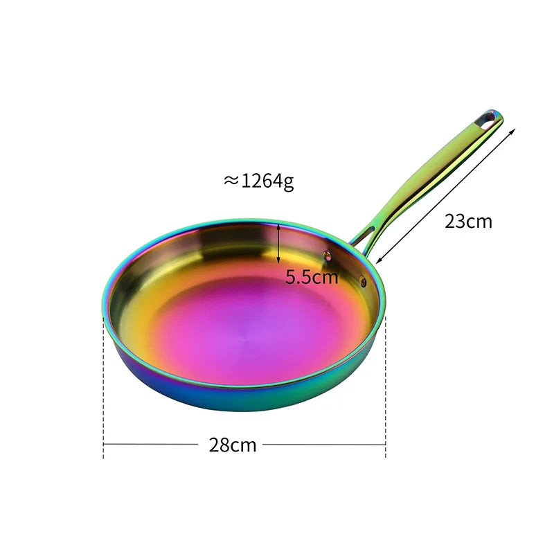 304 Stainless Steel 28CM Frying Pan High Quality Pan Fried Steak Non Stick Pan General Purpose Induction Cooker Wok Cookware