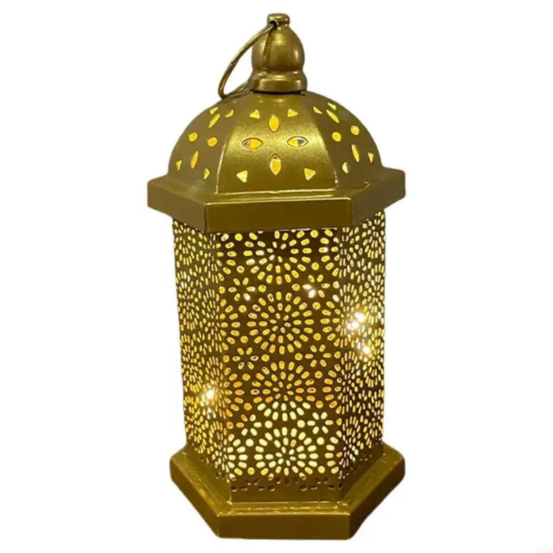 Antique Vintage Hollowed Out Iron LED Lanterns Morocco Metal Hanging Lamp Lighting for Living Room or Bedroom Ambiances