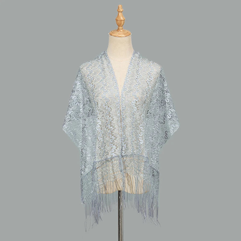 Women's Evening Dresses Shawls Bridal Bridesmaid Wedding Shrugs Wraps Sheer Hollow Party Shawl Cape Shinny Sequins Embroidered