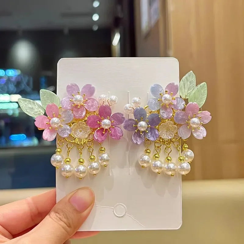 Children's Headwear Ancient Style Girl Hanfu Hair Bundle Wig Accessories Princess Dress Up Gift