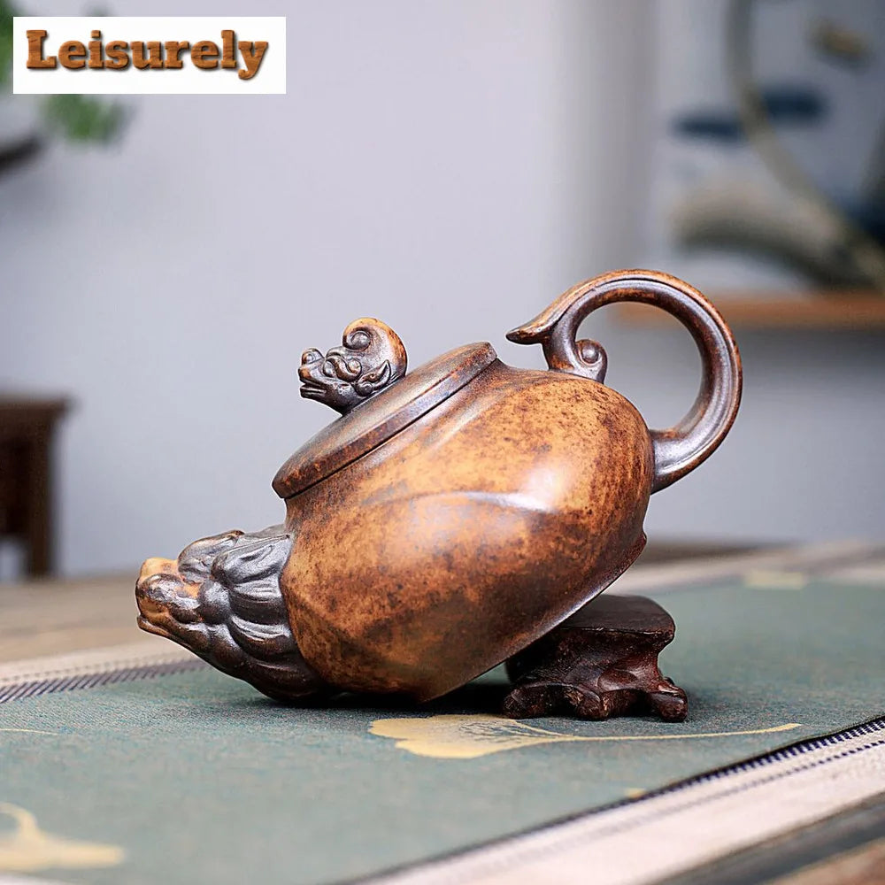 380ml Chinese Yixing Purple Clay Teapots Handmade Dargon Tea Pot Raw Ore High Temperature Section Mud Kettle Zisha Tea Set Gifts