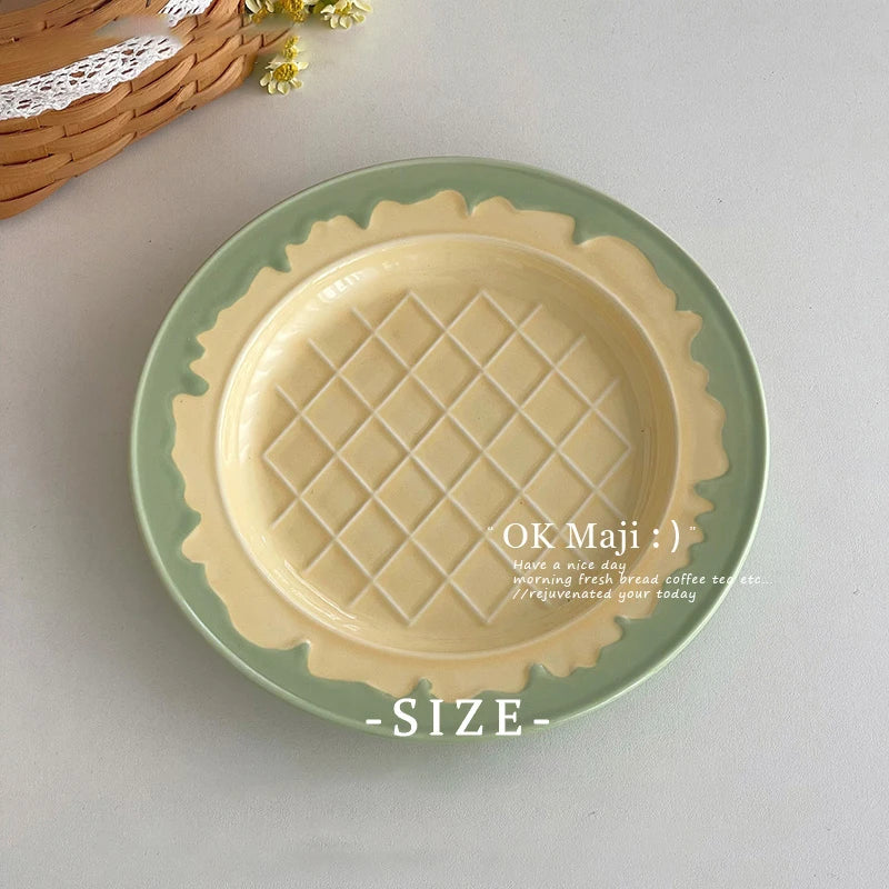 Nordic Style Tableware Household Patchwork Breakfast Plates 2025 New Simple Ceramic Dish Cream Ice Cream Shaped Dessert Plate