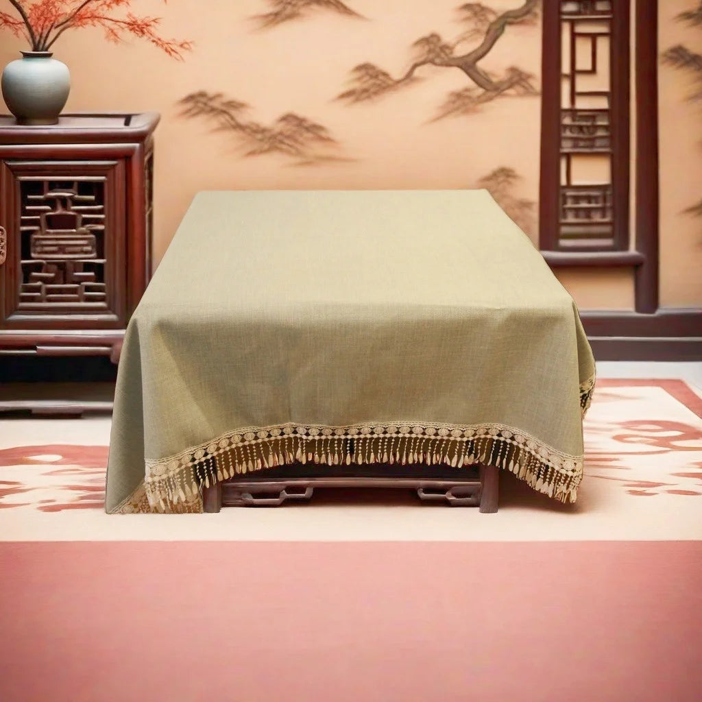 Classic Style Lace Linen Solid Color Tablecloth Exquisite Elegant