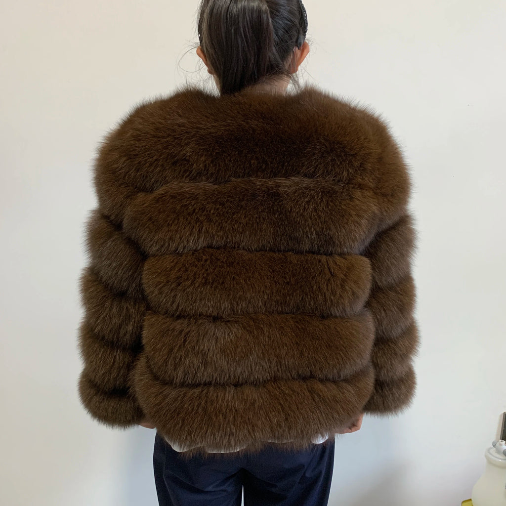 New real fox fur coat women's winter warm natural fur jacket Short raccoon fur coat 100% real fur coat high quality hot sale