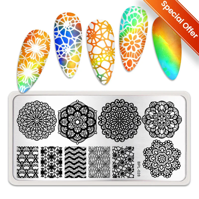 BORN PRETTY Stamping Plates Nail Art Templates Flower Natural Animal French Tips  DIY Nail Design Image Stencil Tool Manicure