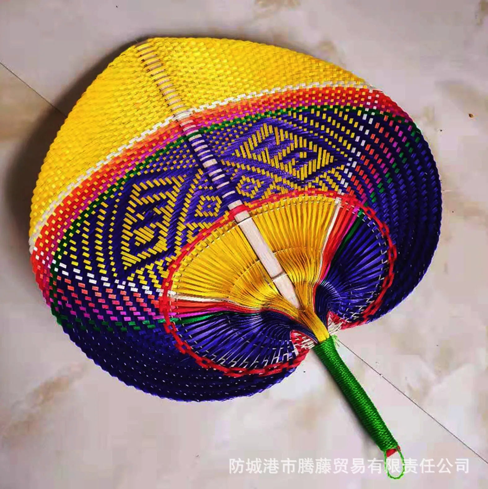 1pc Natural Bamboo Raffia Hand Fan Summer Cooling Supplies Hand Colored Woven Fan Farmhouse Wall Decoration Wedding Party Gift