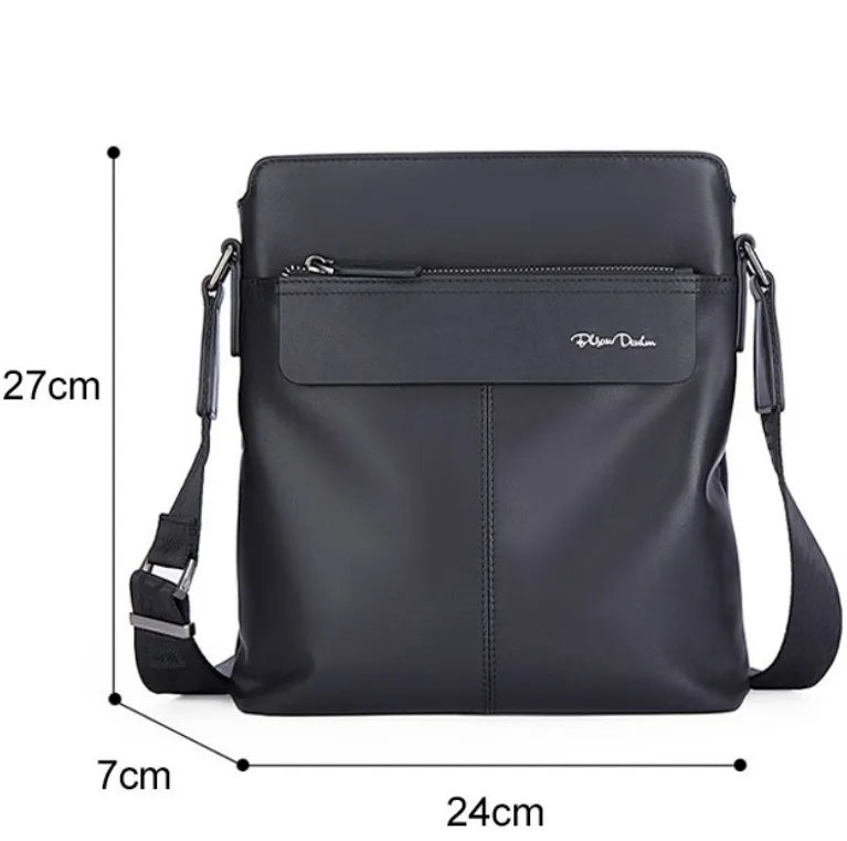 BISON DENIM Soft Genuine Leather Men Shoulder Bag 10.5" Ipad Cowhide Crossbody Bag for Men Casual Work Business Messenger Bag