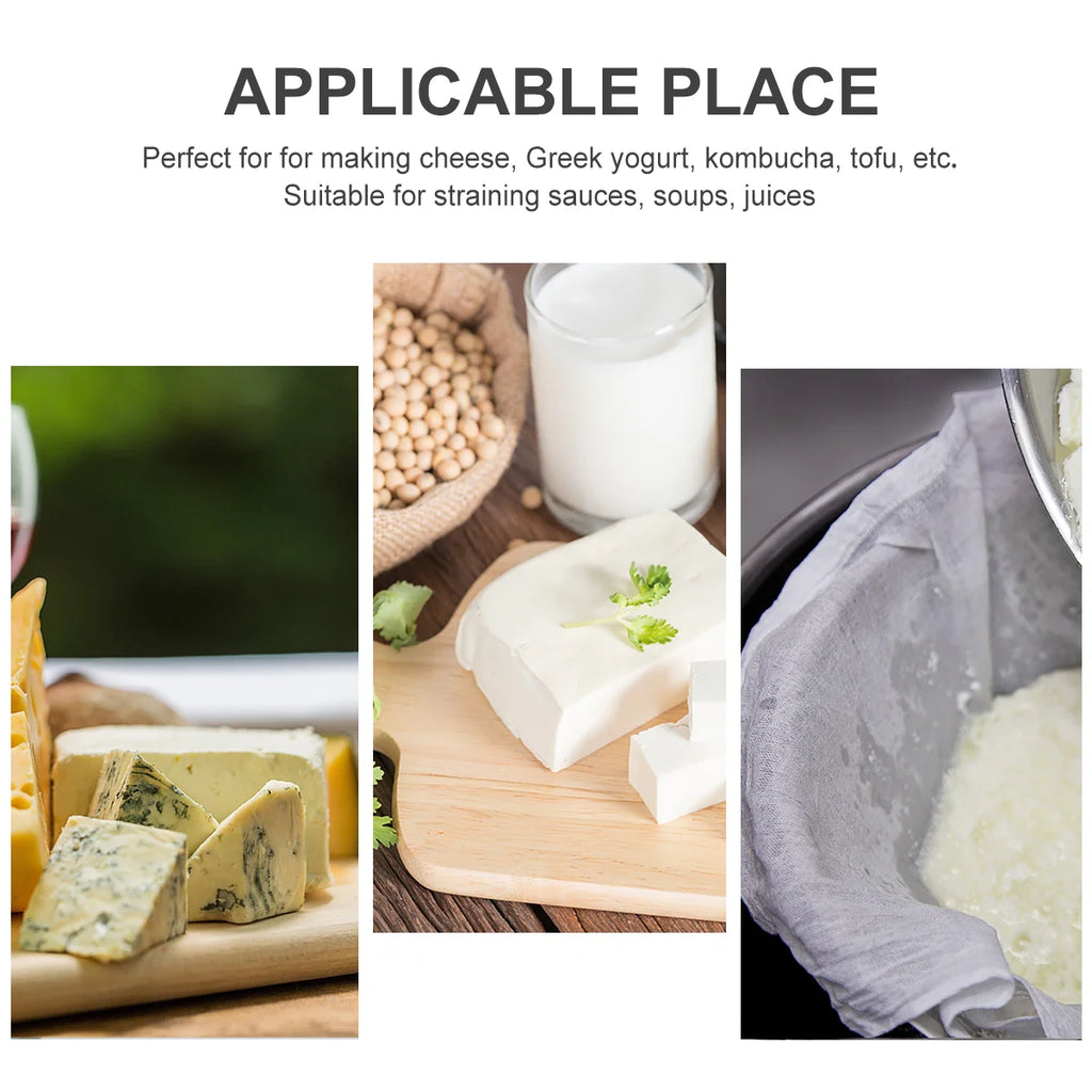 5Pcs Pure Cotton Cheesecloth Tofu Cloth Reusable Cotton Fabric Hemmed Cheese Cloth Colander Strainer Filter Cloth Kitchen Dining