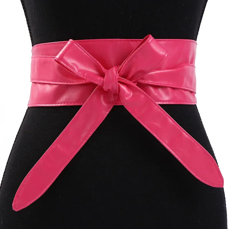 Women's Girdles Fashionable Solid Color PU Wide Belt Beautiful and Useful Tight Girdles Apparel Accessories