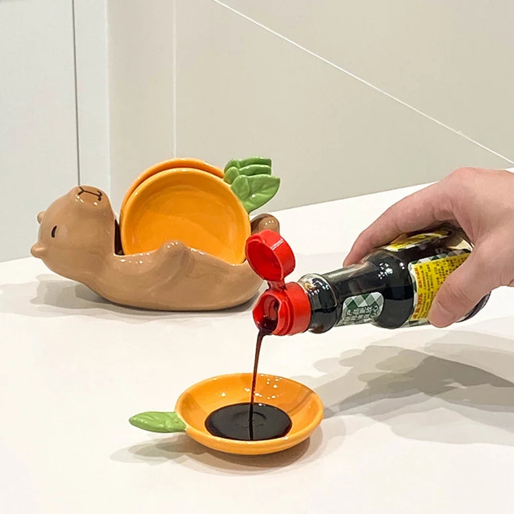 Creative Dish Set Cute Cartoon Shape Porcelain Household Tableware Hot Pot Barbecue Sauce Condiment Vinegar Dishes Personal Item