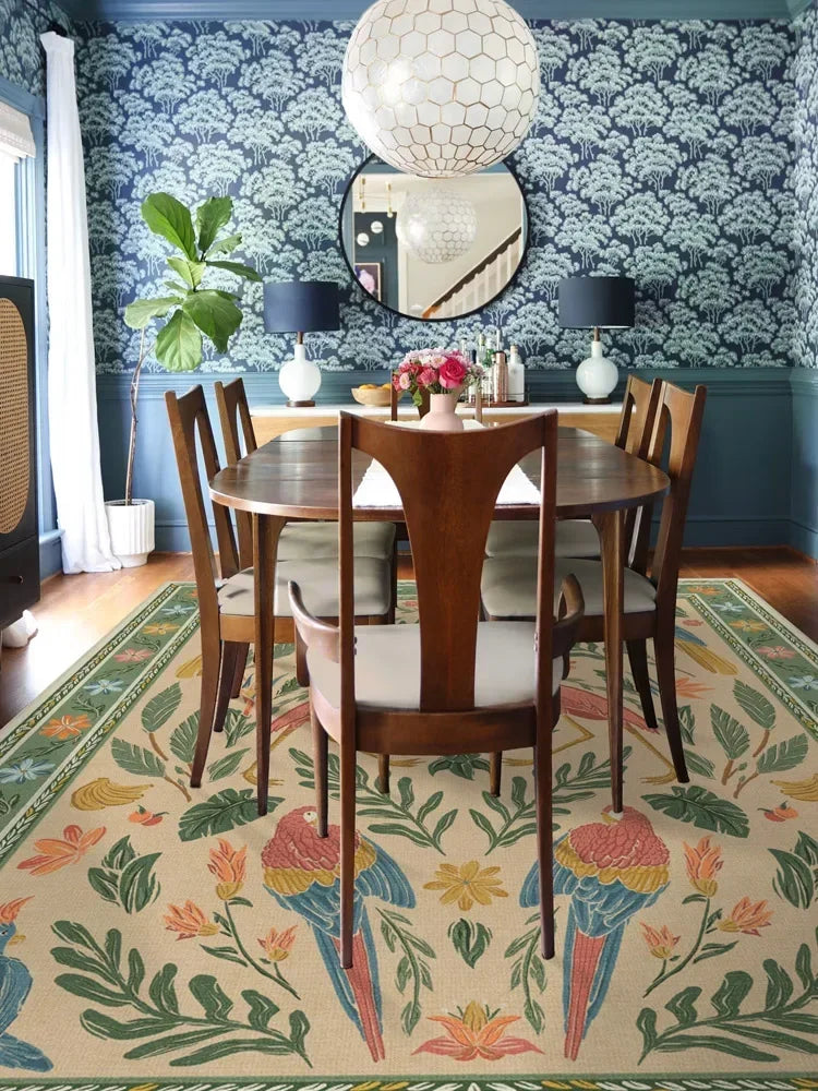 Living Room Large Carpet for Bedroom Bedside Floor Mat Bohemian Style Animal Plant Carpets Retro Home Decoration Rug 대형 거실 카펫