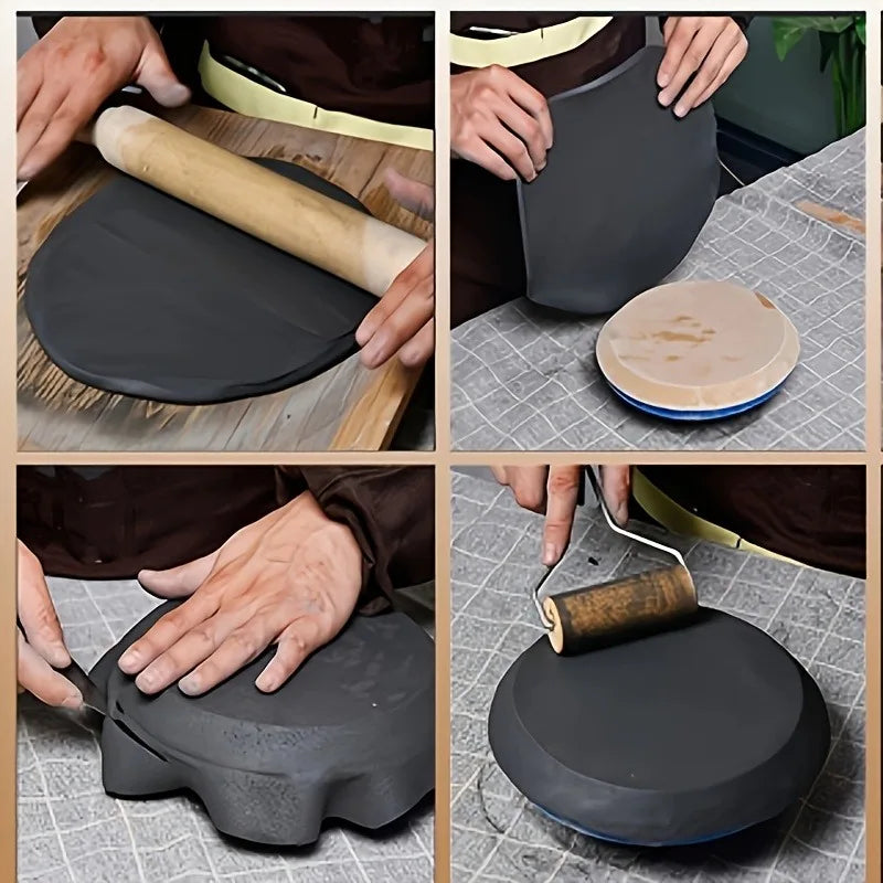 5pcs Wooden Pottery Mold Set - Versatile Sizes for Ceramic & Clay Crafting, Round Slump Molds for Handbuilding Dishes & Plates