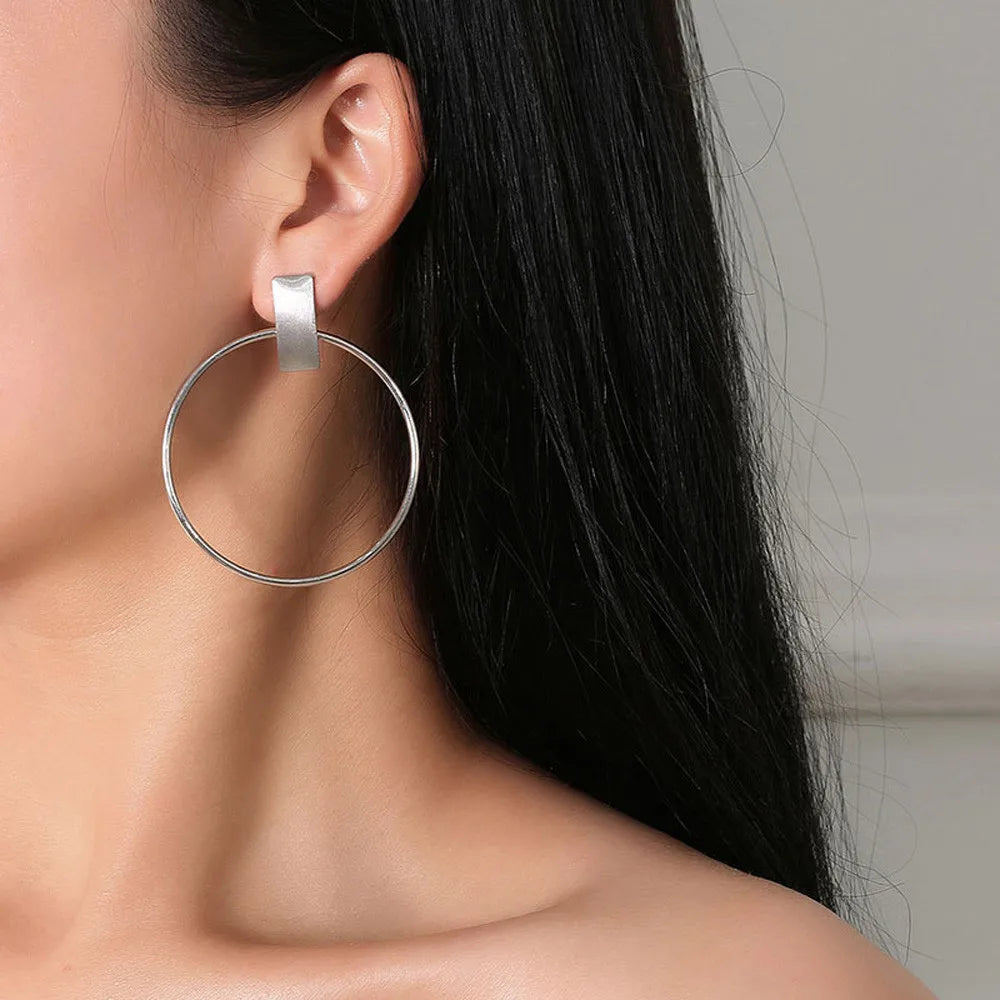Piercing Jewelry Women Silver Big For Elegant Minimalist St Circle Color Geometric Earrings Round Homemade Earrings For Women