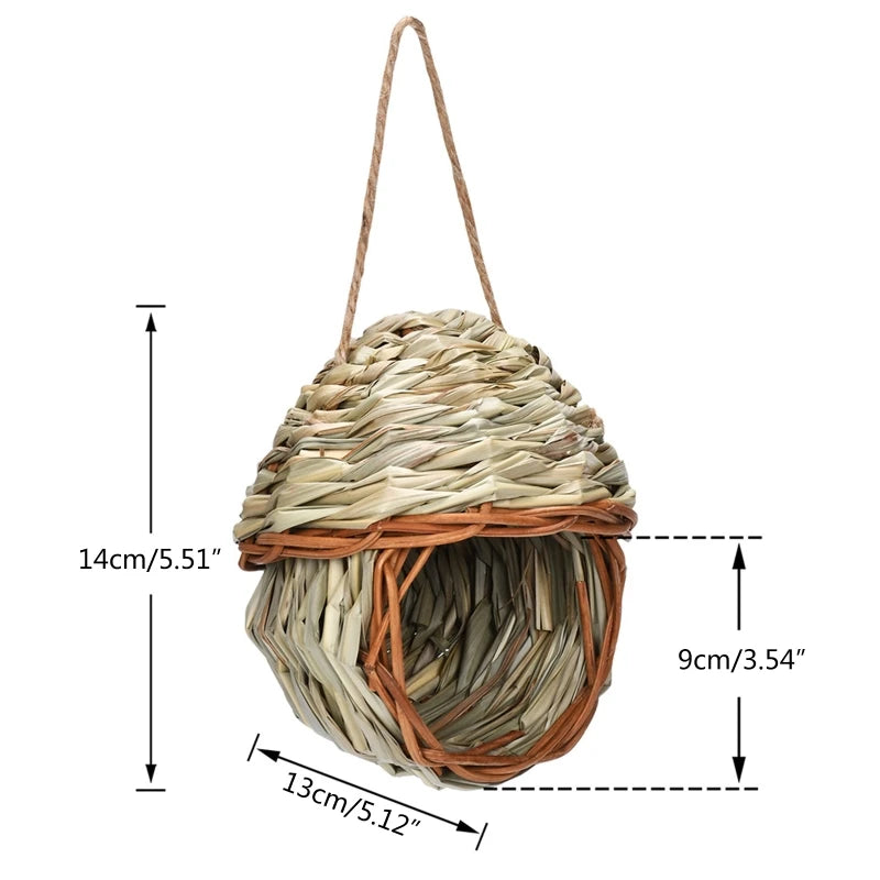19 Birds Nest Bird Cage Natural Grass Egg Cage Bird House Outdoor Decorative Weaved Hanging Parrot Nest Houses Pet Bedroom