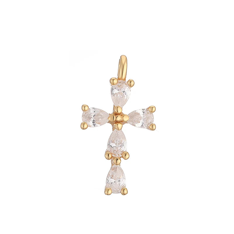 S925 Sterling Silver Cross pendant, inlaid with zircon simple cute charm for women men DIY jewelry SD13