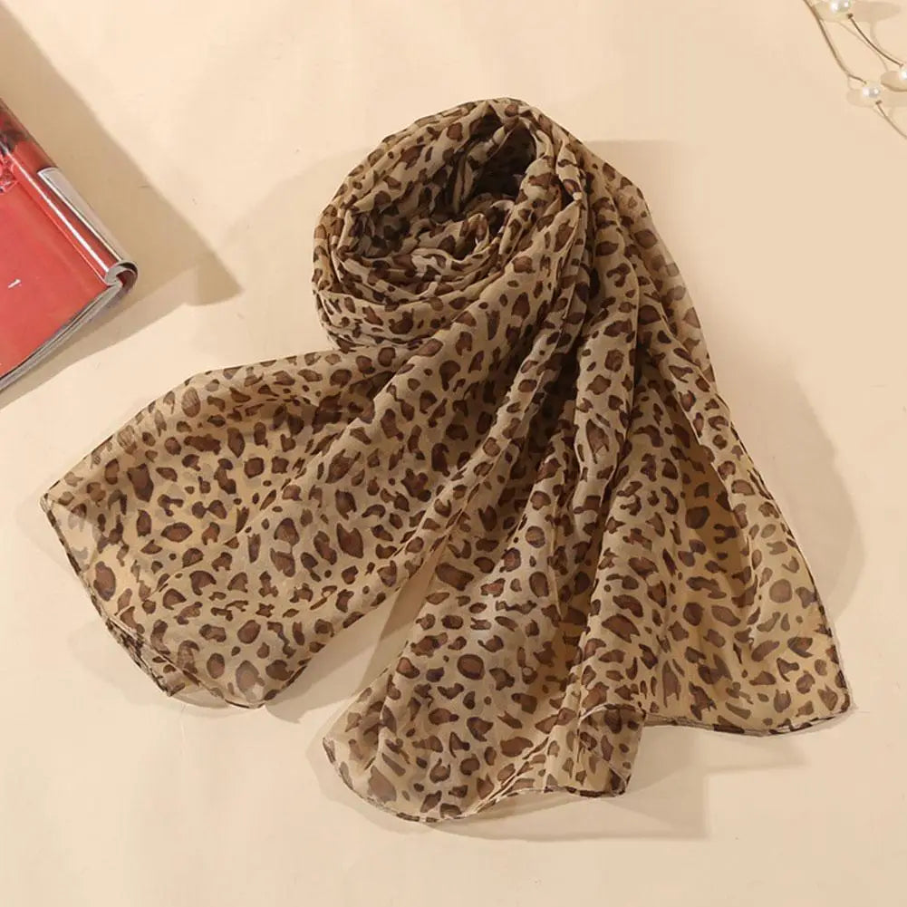Fashion Leopard Printed Shawl For Women Long Wide Chiffon Scarves Muslim Costumes Accessories Spring Summer Lady Hijab Wraps