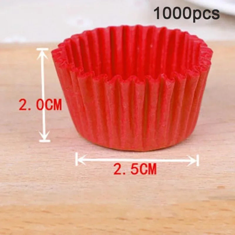 1000Pcs Mini Chocalate Cupcake Liners Natural Greaseproof Paper Muffin Baking Cups Cake Cups Forms Cupcake Cases Party Tray Mold