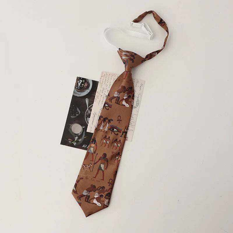 33cm Length Casual Trendy JK Ties Preppy Chic College Girl Short Necktie Polyester Floral Animal Printed Lazy-tie Vintage Cravat
