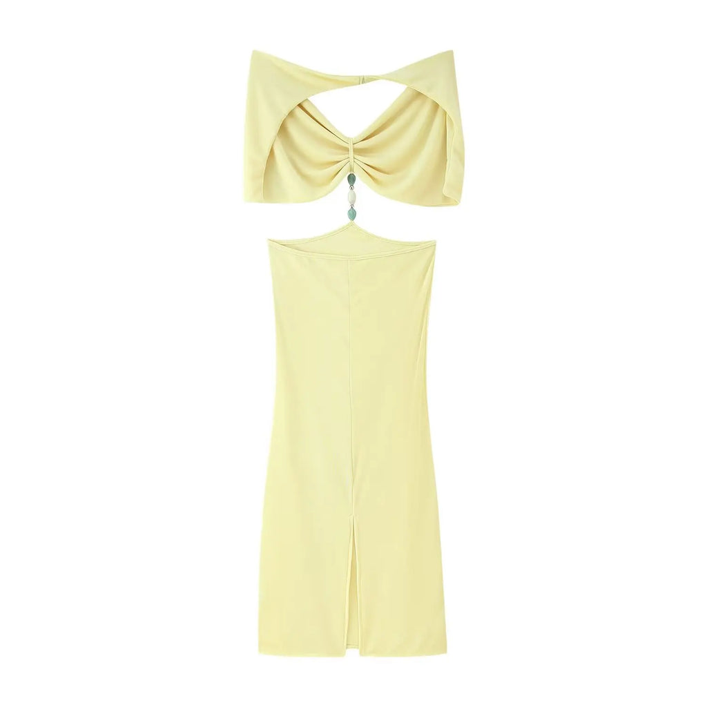 European and American style 2025 new shawl pleated handmade beads sexy backpack hip dress