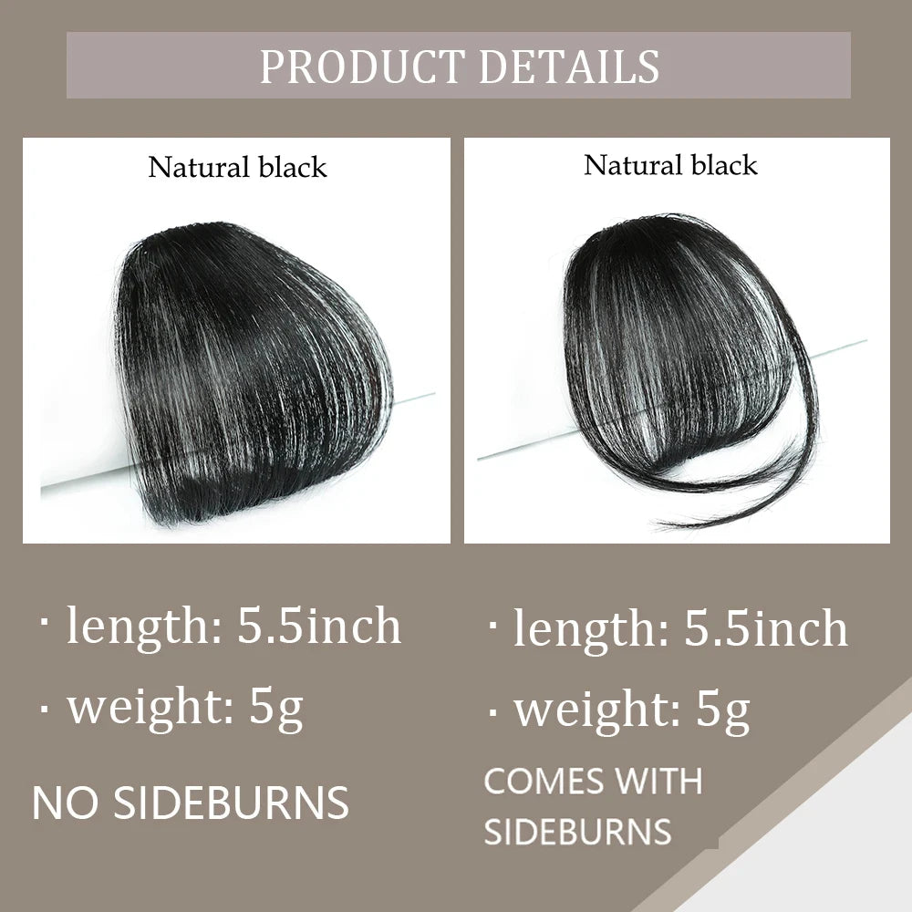 Fake Hair Bangs Natural Air Bangs Wig Clip-In Extensions Synthetic Air Bangs Clip On Wispy Bangs Fringe With Temples Hairpieces