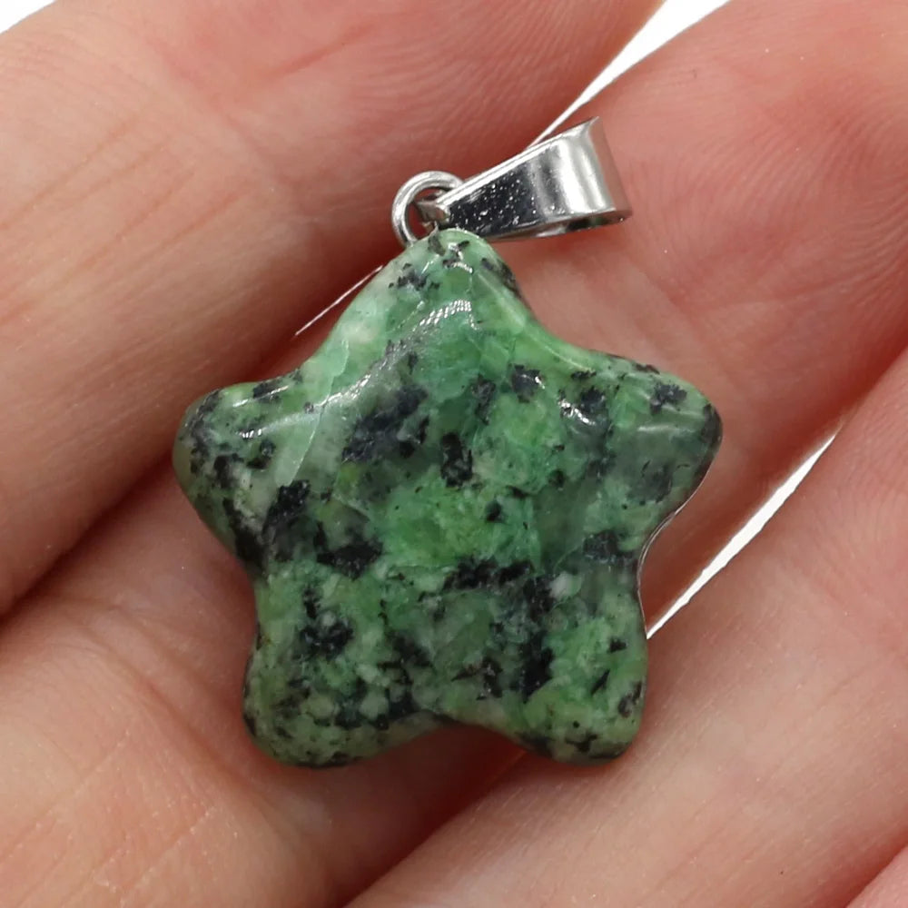 Natural Stone Pendant Rose Quartzs Agate Unakite Pentagram Shape Charms For Making DIY Jewelry Necklace Bracelet Size 20x20mm