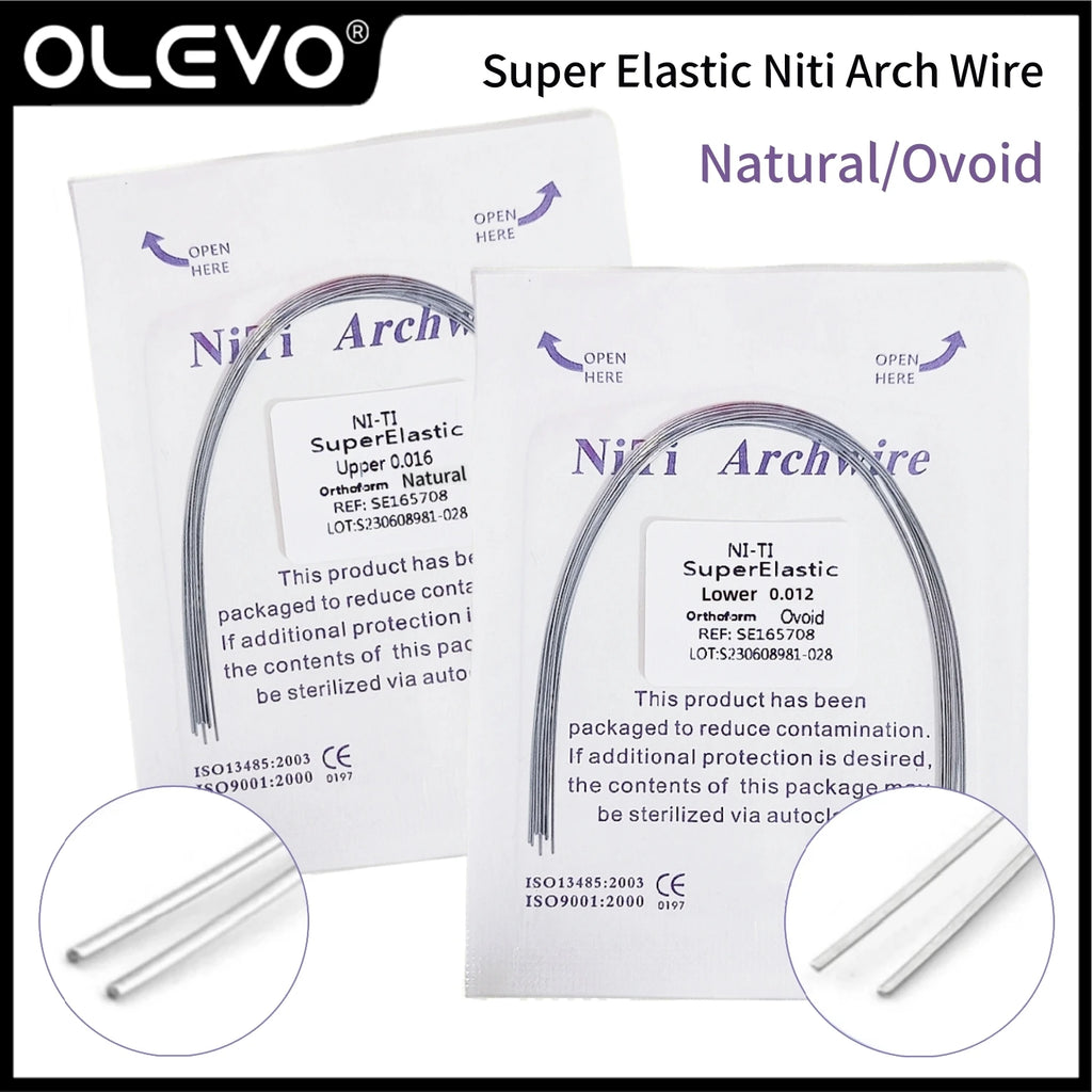 10pcs Dental Orthodontic Arch Wires Niti Archwires Natural/Ovoid Form Round/Rectangular Shape Upper Lower for Braces
