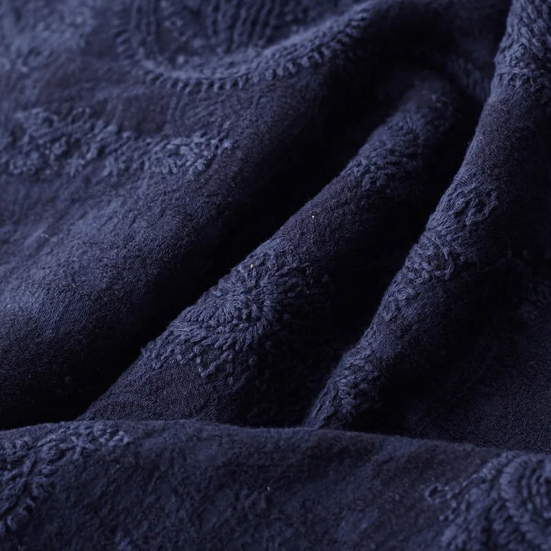 Quality cotton and linen fabric Jacquard embroidery tissu robe  one-piece dress clothes material