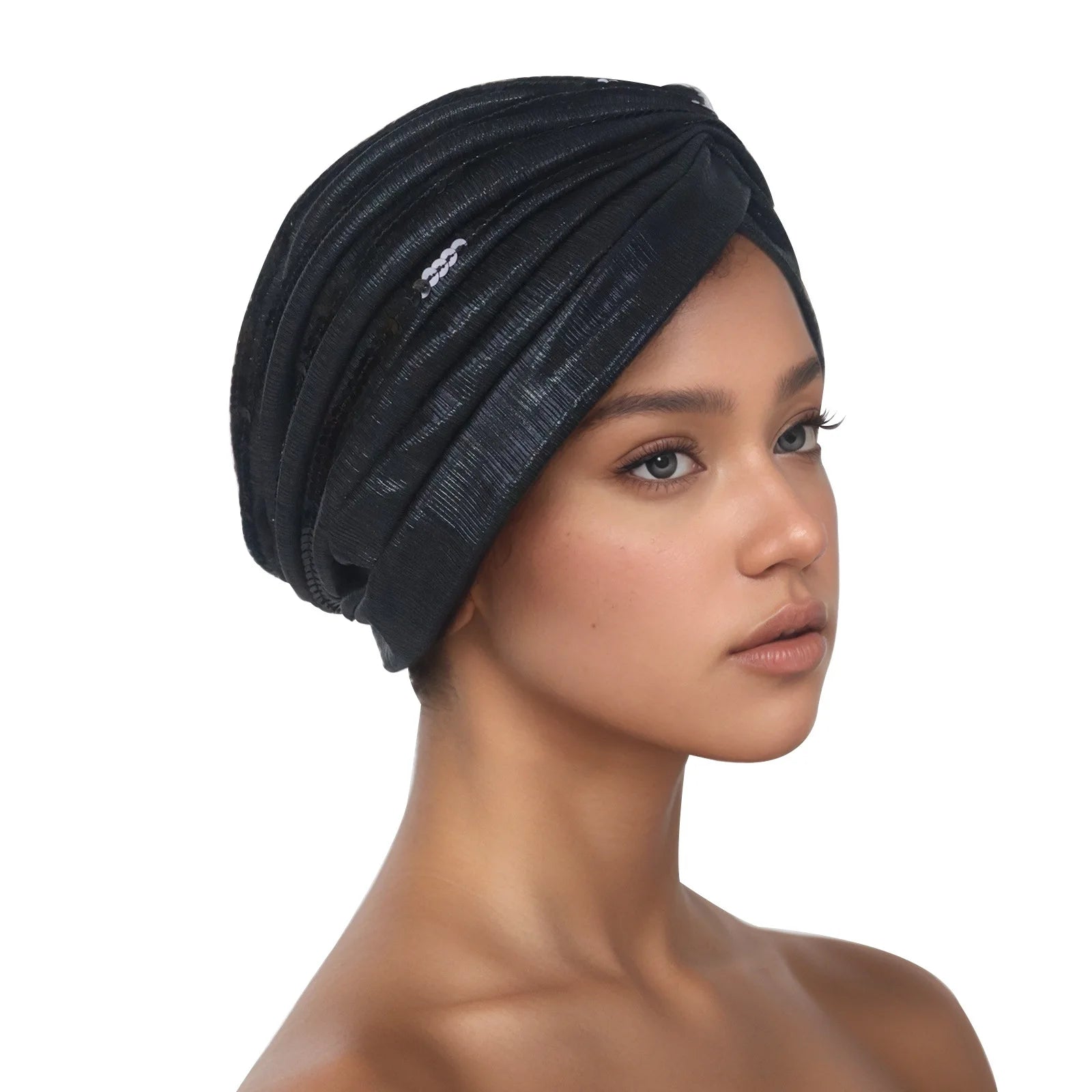 Women's Head Wraps Muslim Headscarf Cap India Hat Ready Hijab Bonnet Turbante Mujer Summer Breathable Sequins Turban Cap