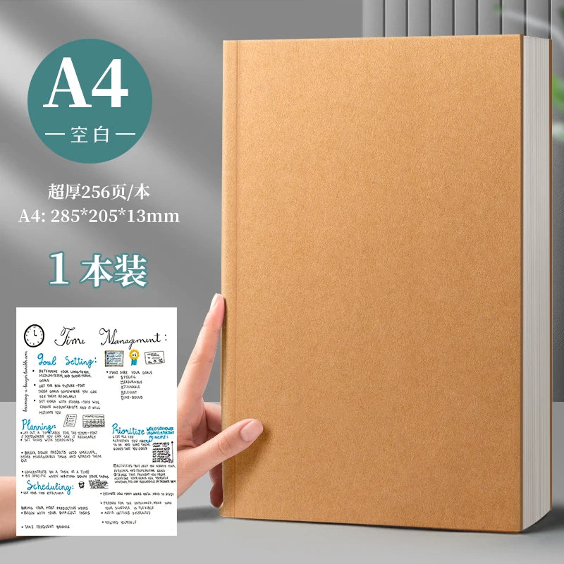 Notebook b5 Thick Notebook a5 Cowhide Minimalist For College Students a4 Ultra Thick Blank Notebook, Paper Notebook, Horizontal