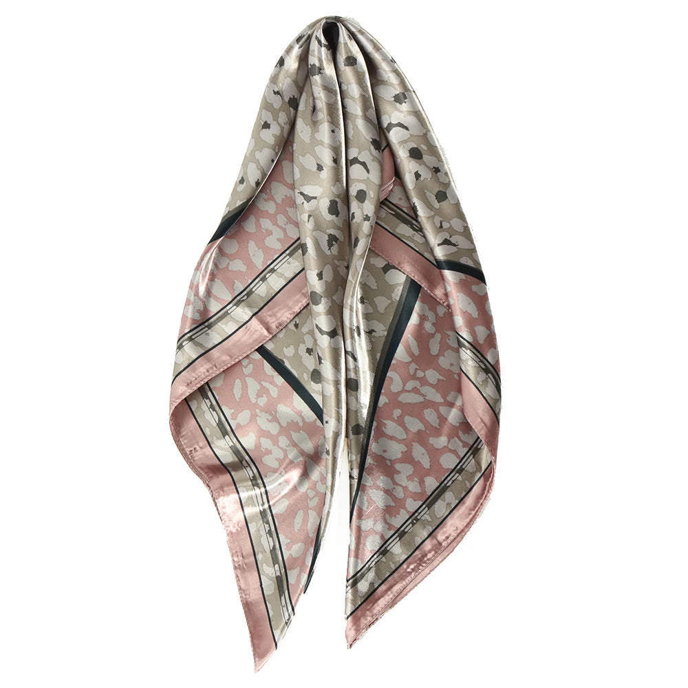 Silk Head Scarf Women Luxury Fashion Hair Scarve Summer Foulard Femme Satin Shawl Kerchief 90cm Square Headscarf Bandana Cheveux