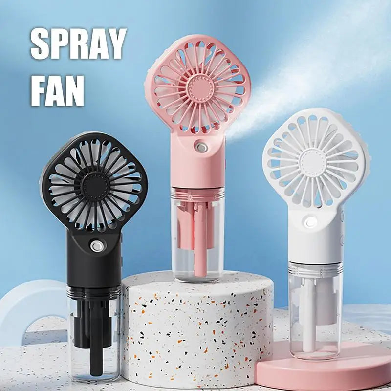 Portable Water Mist Fan USB Charging Handheld Mini Quiet Air Cooling Fan 4 Speed Humidification Spray Fan For Home Offices Dorm