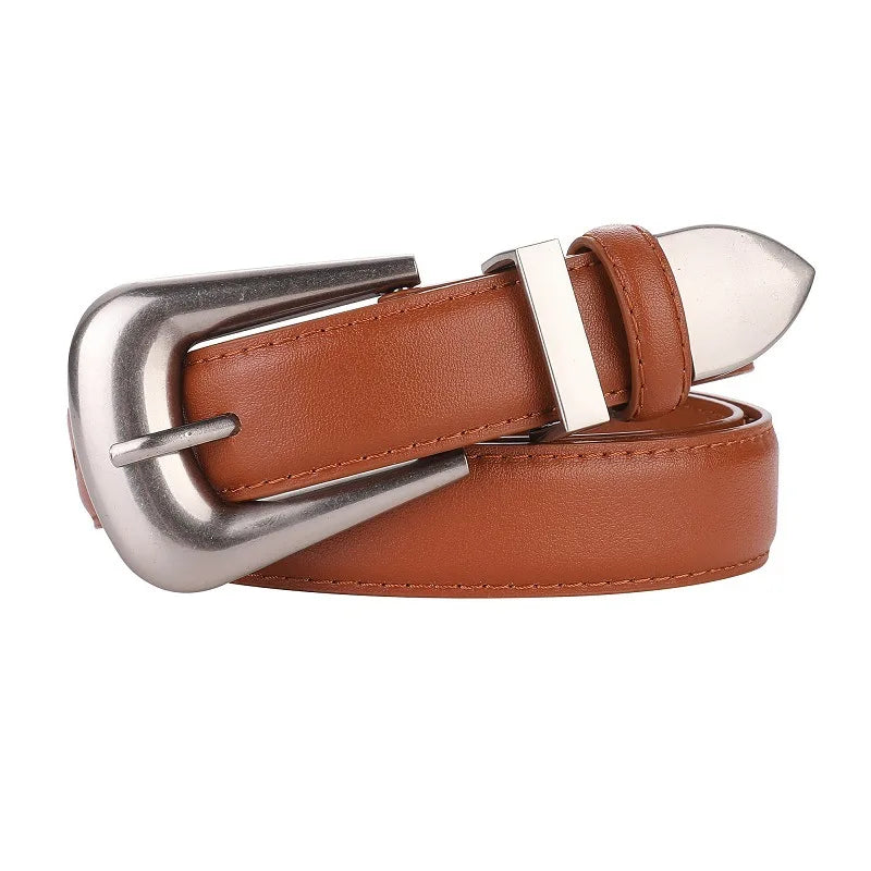 Genuine Leather Belt for Women Burgundy Leather Fashion Belts with Gold Metal Buckle Casual Luxury for Jeans Dresses