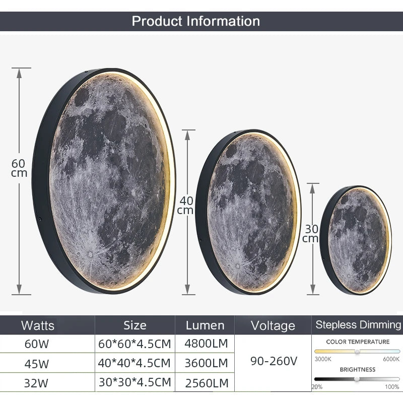 Modern LED Wall Sconces 60CM Moon Wall Lamp Minimalist Mural Indoor Lighting Background Wall Decorative For Bedroom Foyer