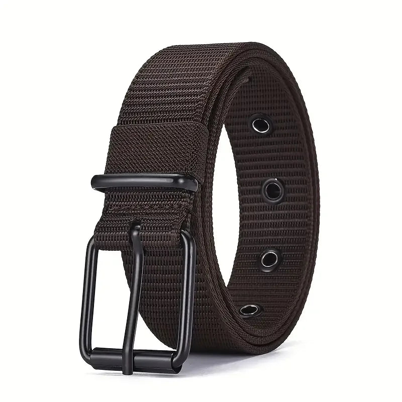 Men's Belt Porous Canvas Pin Buckle Leather Belt Outdoor Sports Belt Women's Trendy Eyelet Belt With Jeans Belt For Men Women