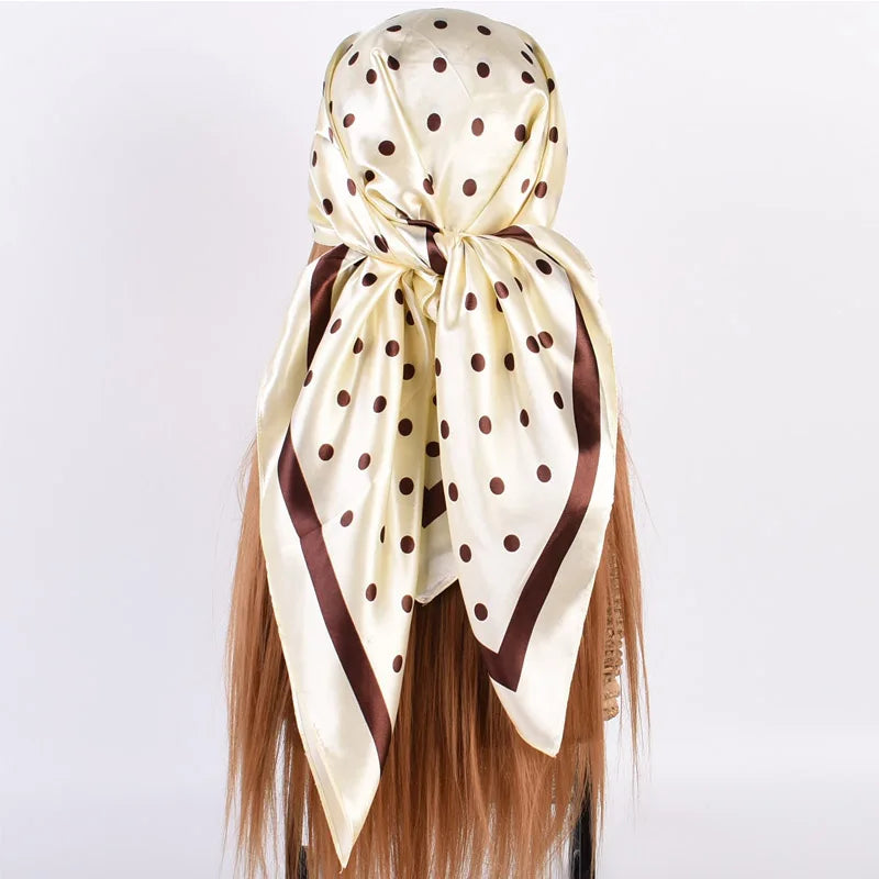 Head Scarf Women Luxury Brand 90×90cm Silk Square Scarf Satin Bandana Cheveux Soft Neckerchief Hijab Hair Scarves For Ladies