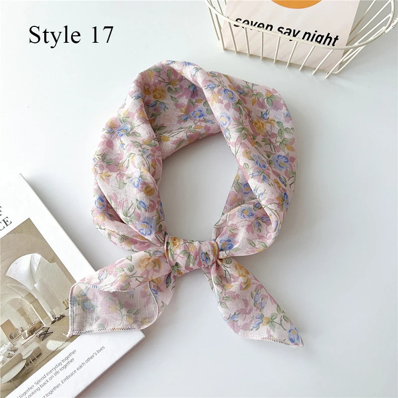 Fashion Cotton Linen Shawl Square Scarf for women sweet Cherry Print Hijabs Ladies Wraps summer sunscreen Bandanas Head scarf