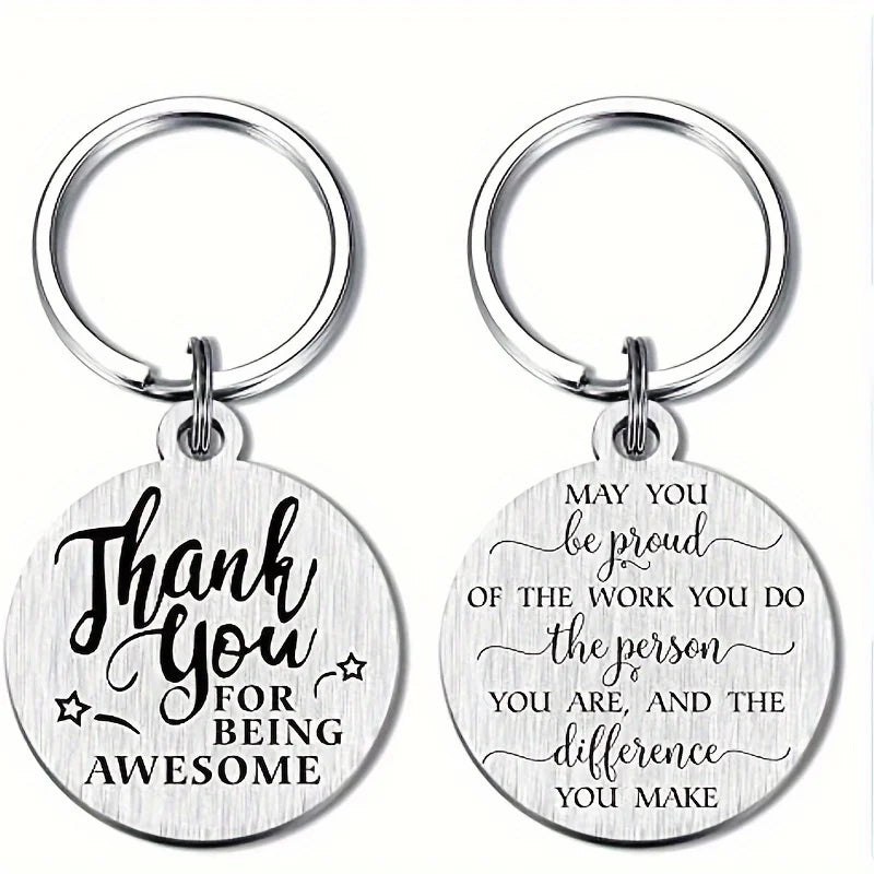 1pc New Employee Coworker Staff Appreciation Keychain Gifts For Women Men Stainless Steel Thank You For Being Awesome Present