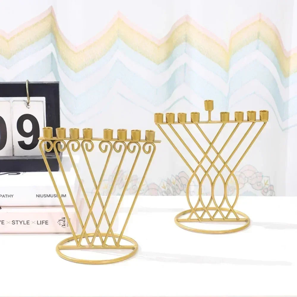 Judaica 9 lamp candle holders,Hanukkah party iron craft decorations, Sabbath gift Chankiah Menorah