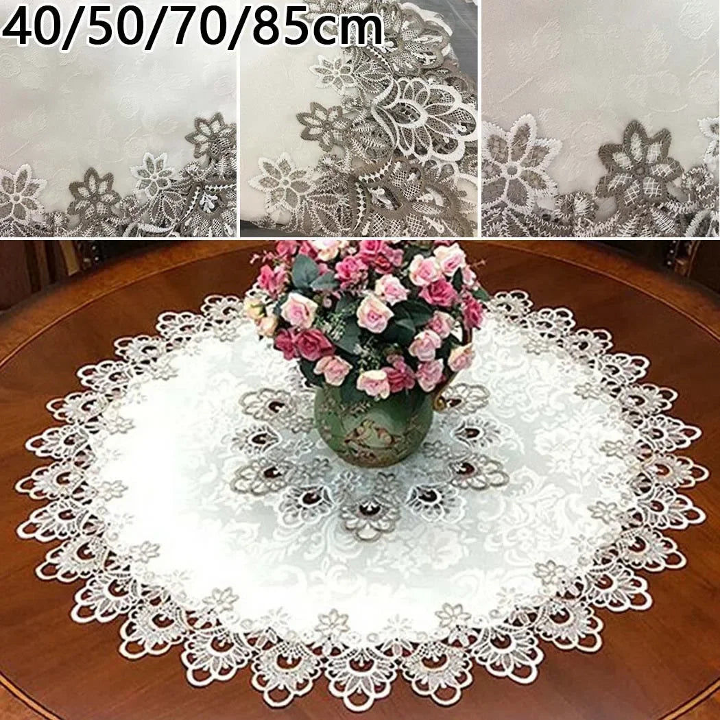 European Modern Fabric Lace Trim Hotel Restaurant Banquet Party Big Tablecloth Bedroom Balcony Small Round Table Cloth Tapete