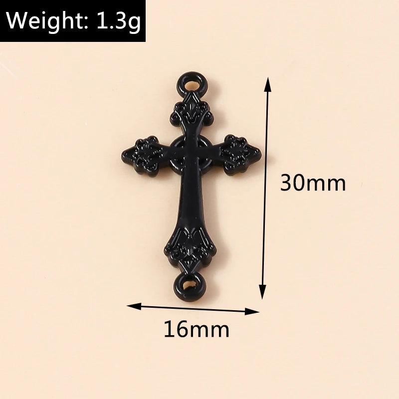 10pcs Steampunk  Crosses Charms for Jewelry Making Black Color Rose Cross Charms Pendant Necklace Keychain Diy Jewelry Findings